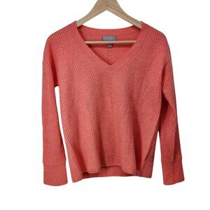 Pure‎ Collection 100% Cashmere V-Neck Sweater Coral Long Sleeve Womens Size 2